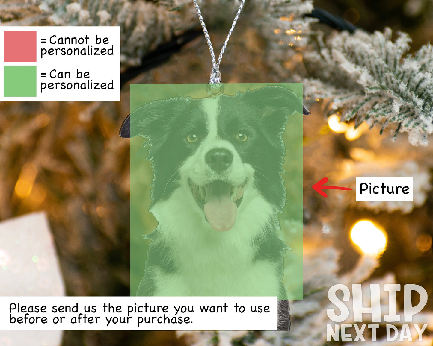 Personalized Dog Photo Ornament, Christmas Gifts, Memorial Gifts, Dog Lover Gifts, Pet Owner Gifts, Custom Christmas Picture Ornament