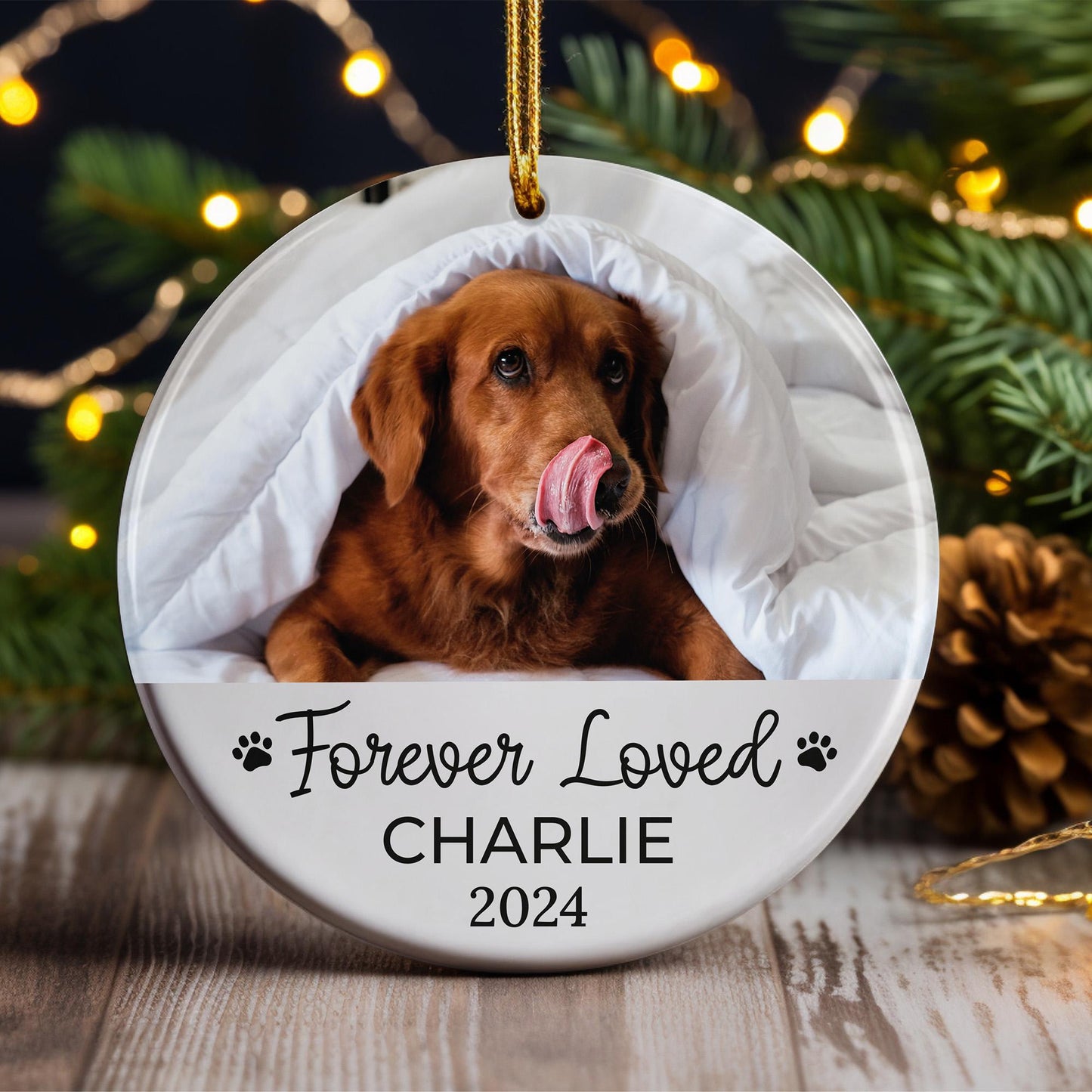 Pet Memorial Ornament, Custom Photo Dog Ornament, Personalized Cat Ornament, Forever Loved Pet Ornament, Gift For Pet Lover, Pet Keepsake