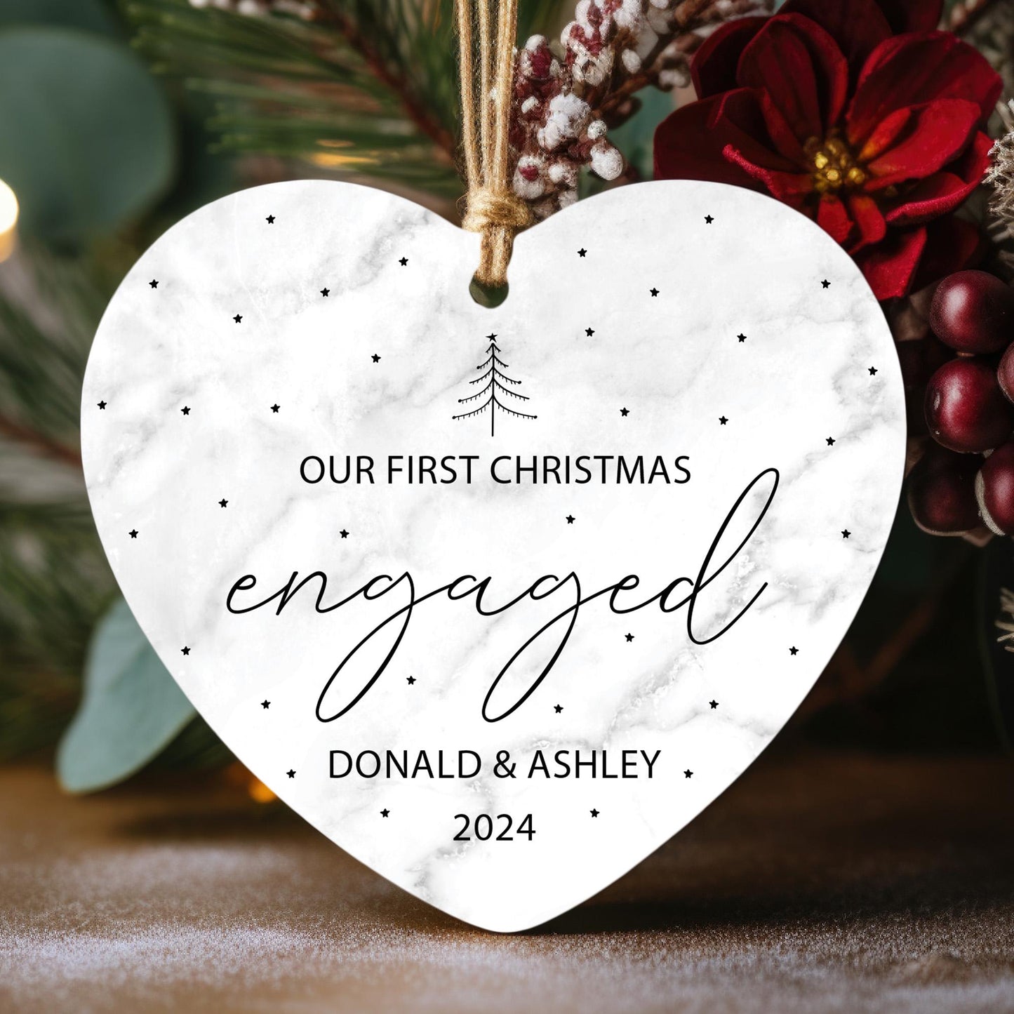 Custom Our First Christmas Ornament, Personalized Couple Name Ornament, Newlywed Gift, Gift For Him, Wedding Ornament, New Couple Xmas Gift