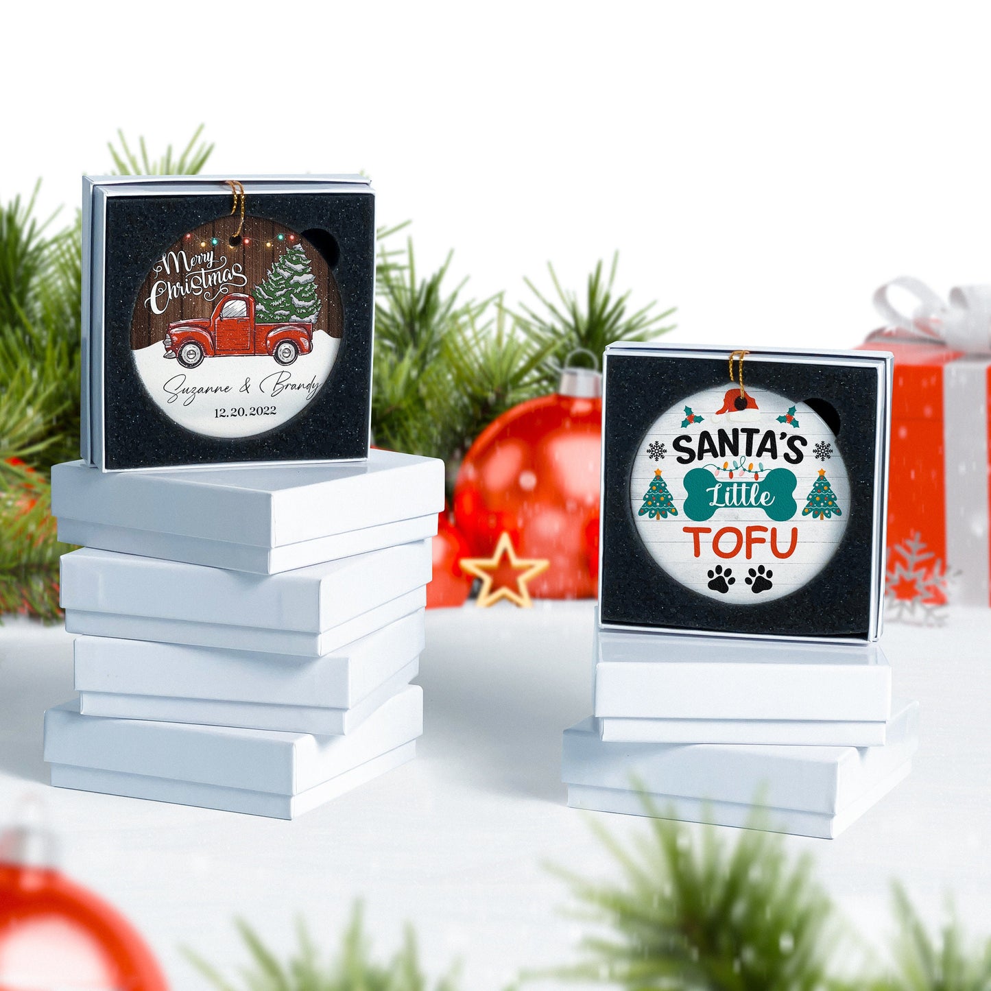 Custom Christmas Family Ornament, Christmas Gift, Photo Ornament, Grandparents Gifts, Christmas Memorial Ornament, Ceramic Picture Ornament