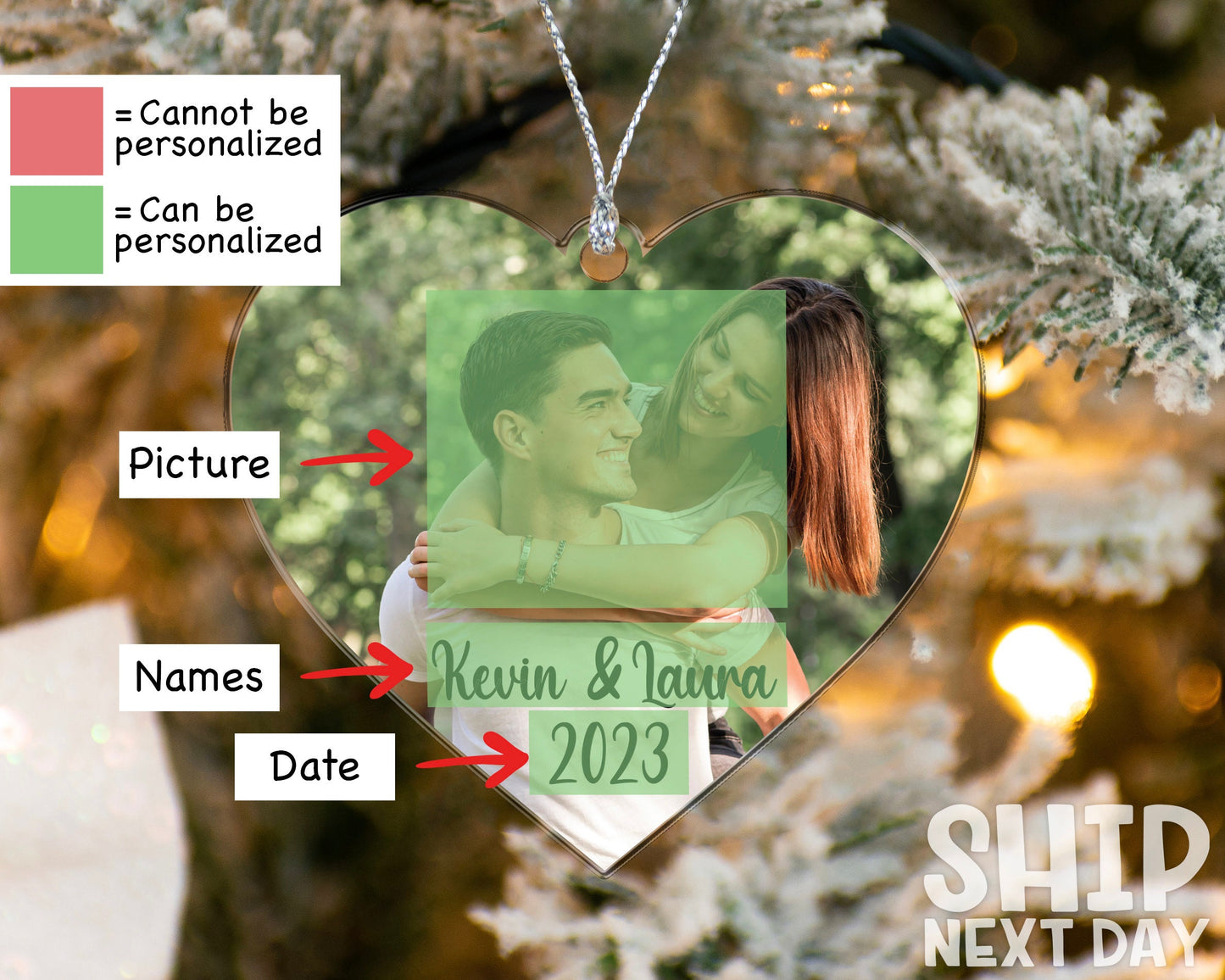 Personalized Couple Photo Ornament, Christmas Couple Keepsake Gifts, Custom Picture Ornament, Christmas Tree Ornament, Cute Picture Ornament