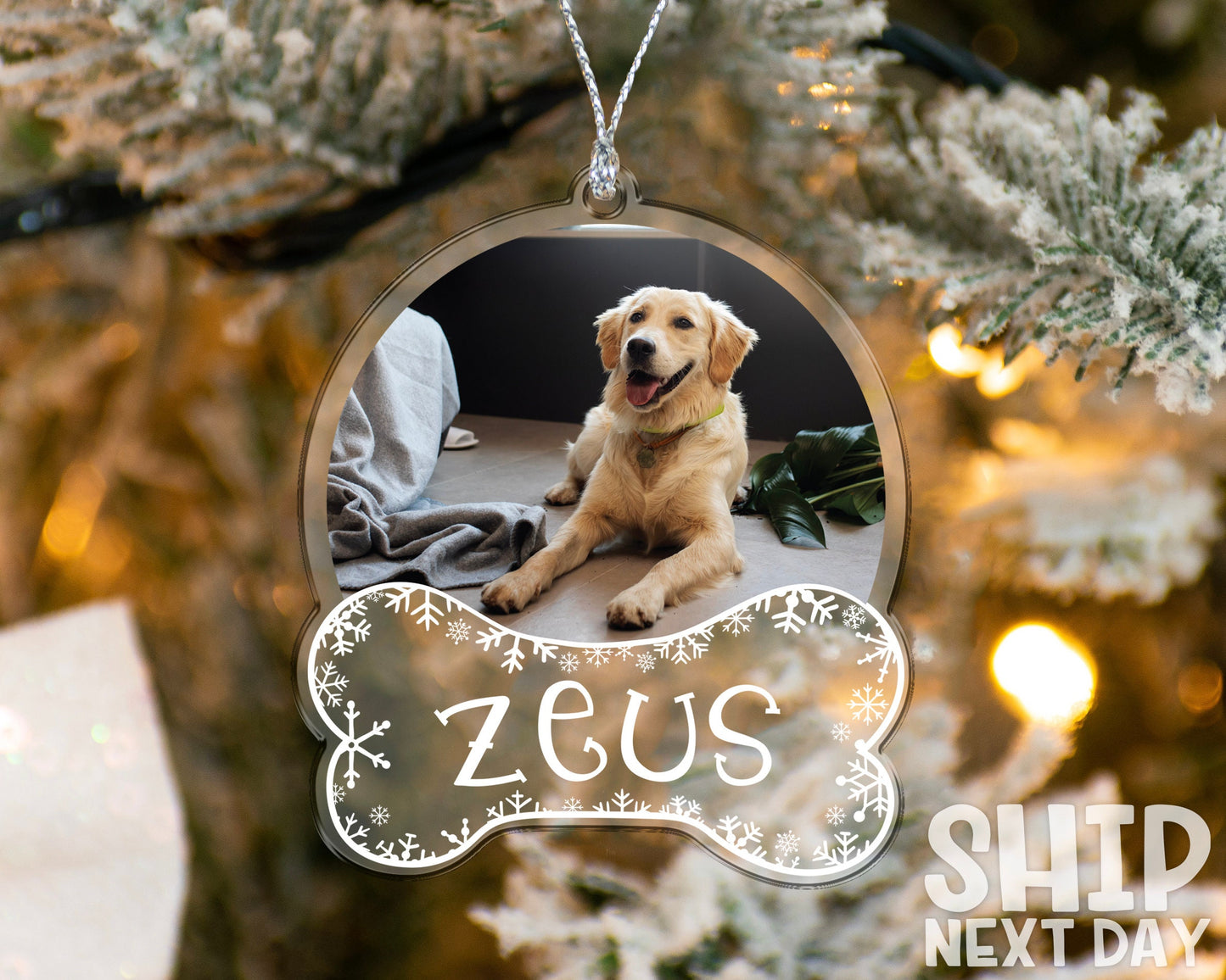 Dog Picture Ornament, Christmas Dog Gifts, Dog Bone Ornament, Acrylic Photo Ornament, Dog Name Ornament, Custom Christmas Ornament Keepsake