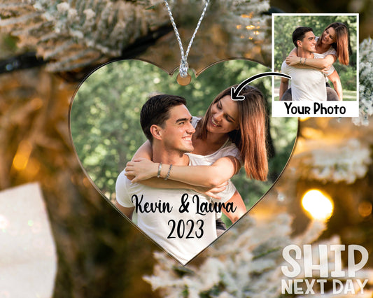 Personalized Couple Photo Ornament, Christmas Couple Keepsake Gifts, Custom Picture Ornament, Christmas Tree Ornament, Cute Picture Ornament