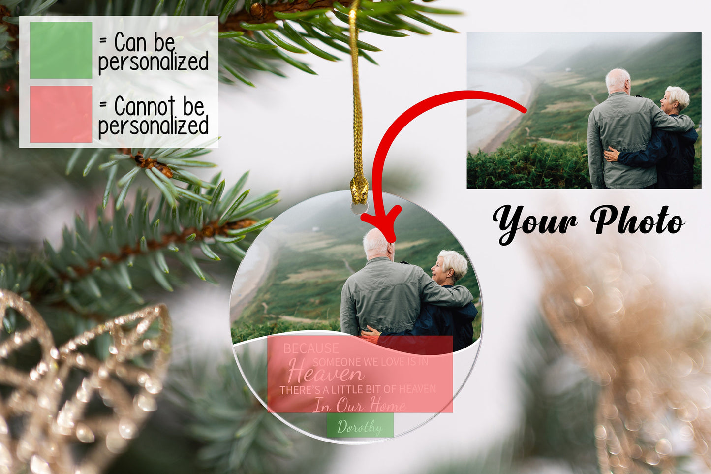 Custom Christmas Breavement Ornament, Sympathy Gift, Memorial Christmas Gift, Christmas Keepsake Gift, Personalized Memorial Photo Ornament