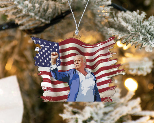 Trump Ornament, Stand with Trump Ornaments, Bulletproof Trump Ornament, Christmas Gift, Fight For America Ornament, President Trump Ornament