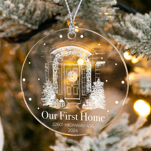 Our First Home Ornament, Personalized Christmas Ornament, New Home Gift, Xmas Tree Decor, Address Ornament, Cute Christmas, Real Estate Gift