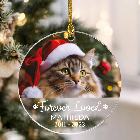 Pet Memorial Ornament, Custom Photo Dog Ornament, Personalized Cat Ornament, Forever Loved Pet Ornament, Gift For Pet Lover, Pet Keepsake