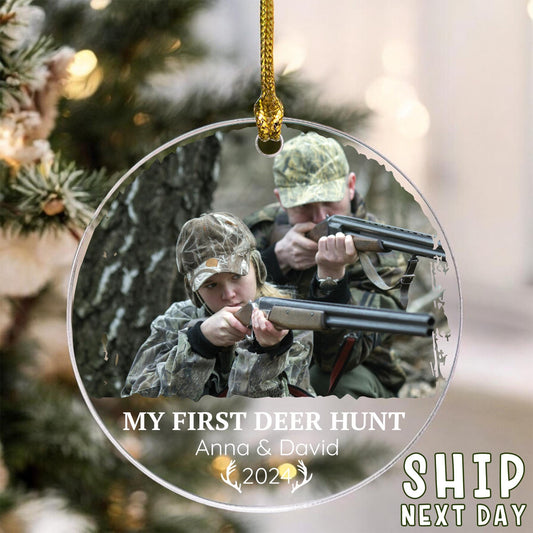 My First Deer Hunt Ornament, Hunter Ornament, First Hunting Ornament, Deer Hunter Special Gift, Custom Name Deer Hunt Ornament, Family Gifts