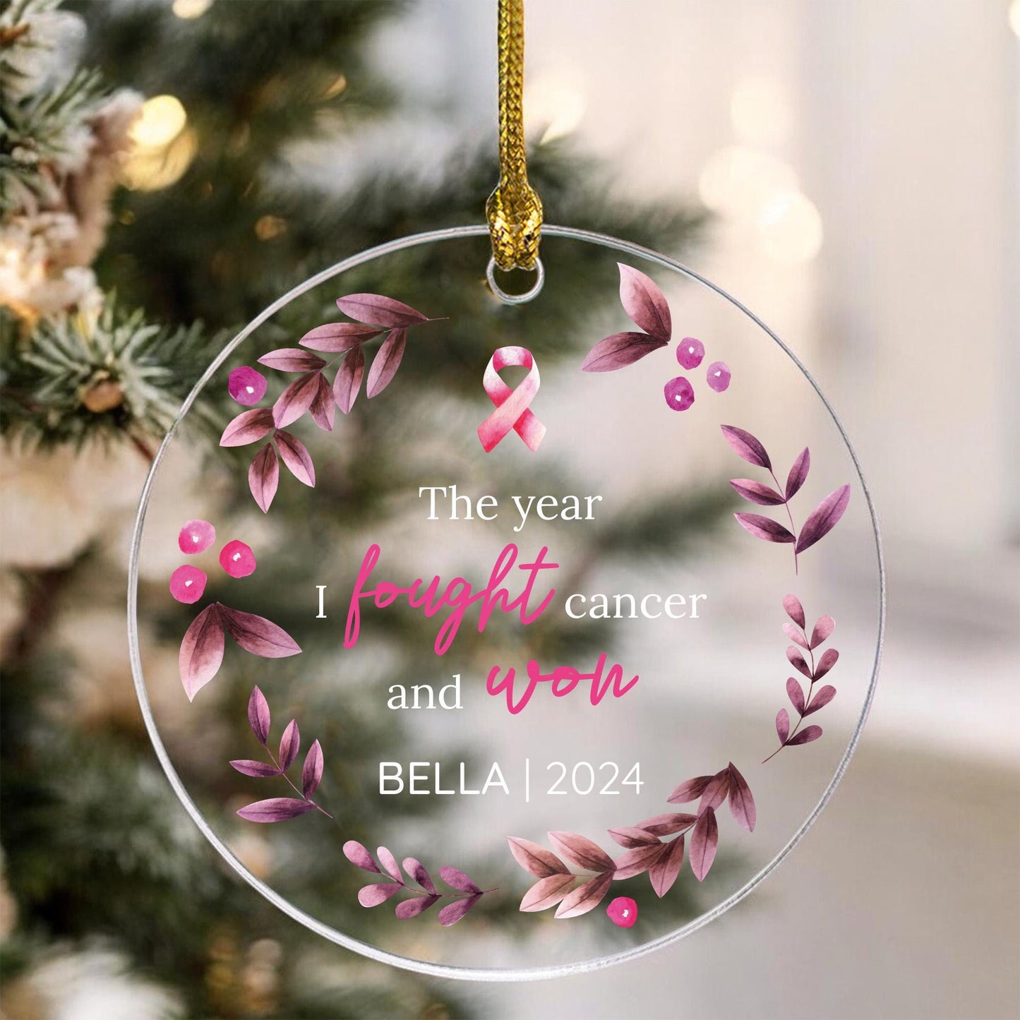 Custom Name The Year I fought Cancer And I Won Ornament, Personalized Name I Won Ornament, Christmas Ornament, Cancer Fighter Keepsake Gift