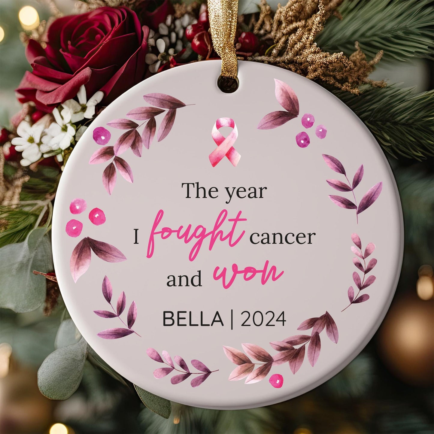 Custom Name The Year I fought Cancer And I Won Ornament, Personalized Name I Won Ornament, Christmas Ornament, Cancer Fighter Keepsake Gift