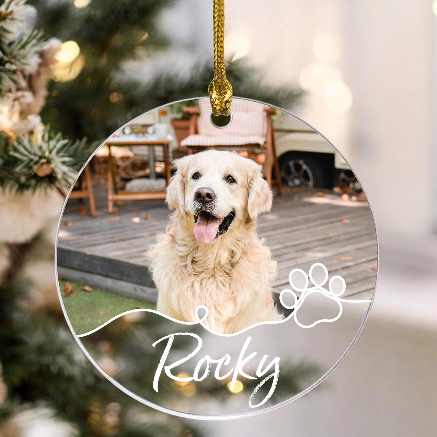 Custom Pet Photo Ornament, Christmas Pet Picture Ornament, Christmas Gift For Pet Lover, Pet Portrait Name Gift, Personalized Pet Name Gift