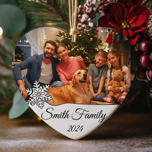 Personalised Family Photo Ornament, Personalized Family Name Keepsake, Custom Family Gift, Christmas 2024 Gift, Last Name Xmas Ornament