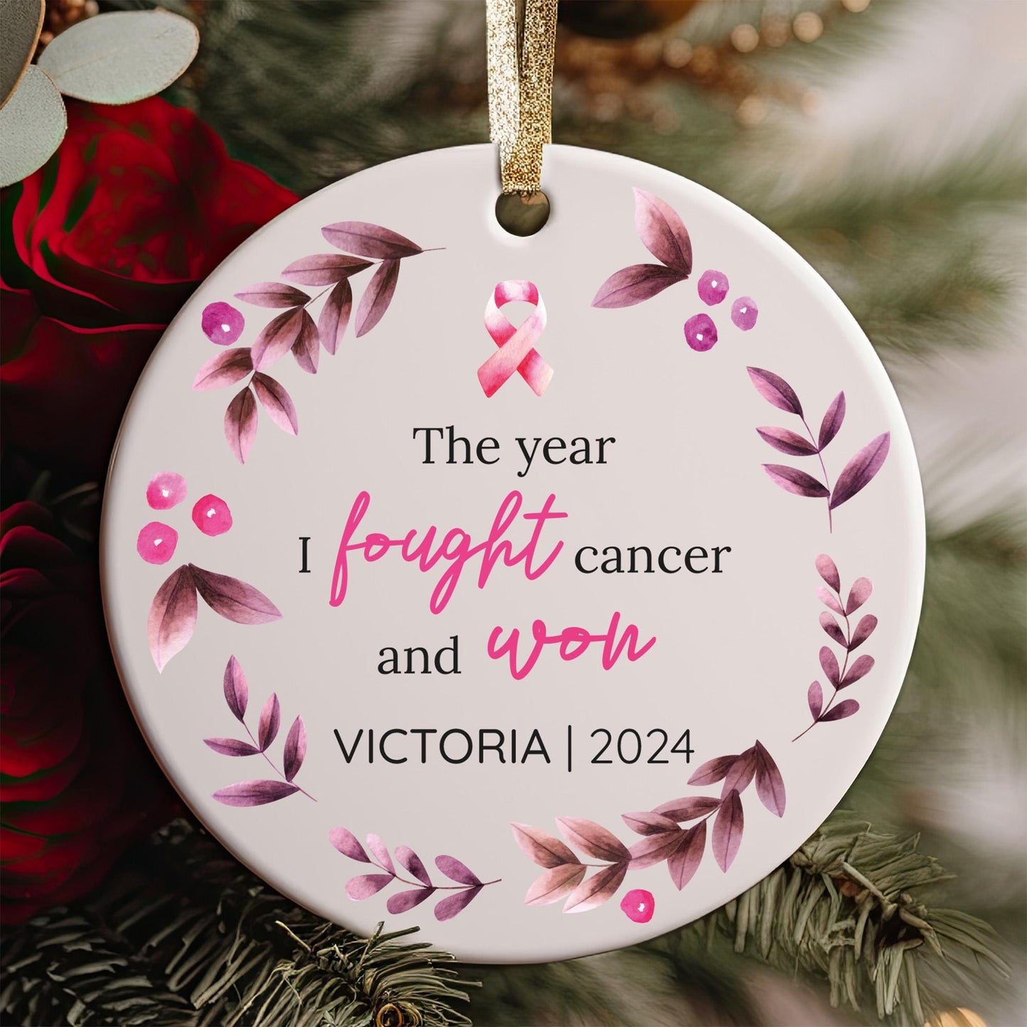 Custom Name The Year I fought Cancer And I Won Ornament, Personalized Name I Won Ornament, Christmas Ornament, Cancer Fighter Keepsake Gift