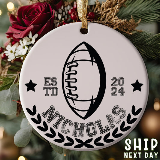 Custom Name American Football Player Christmas Ornament, Football Player Keepsake, Personalized Gift For Footballer, Sports Gift For Boy