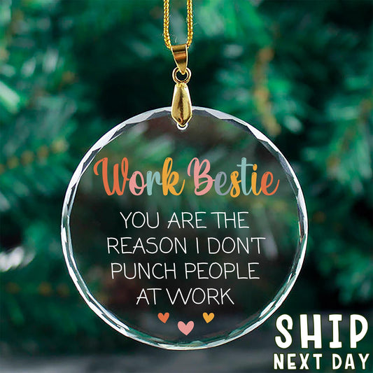 Custom Text Work Bestie Christmas Ornament, Gift For Work Friends, Holiday Gift For Colleague, Work Office Friend Ornament, Holiday Keepsake