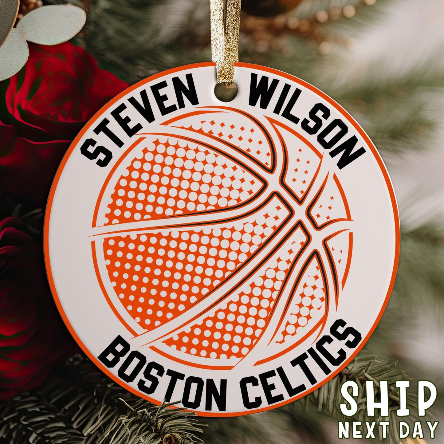 Custom Name Basketball Fan Ornament, Personalized Basketball Team Name Ornament, Customize Name Gift For Basketball Lover, Holiday Keepsake