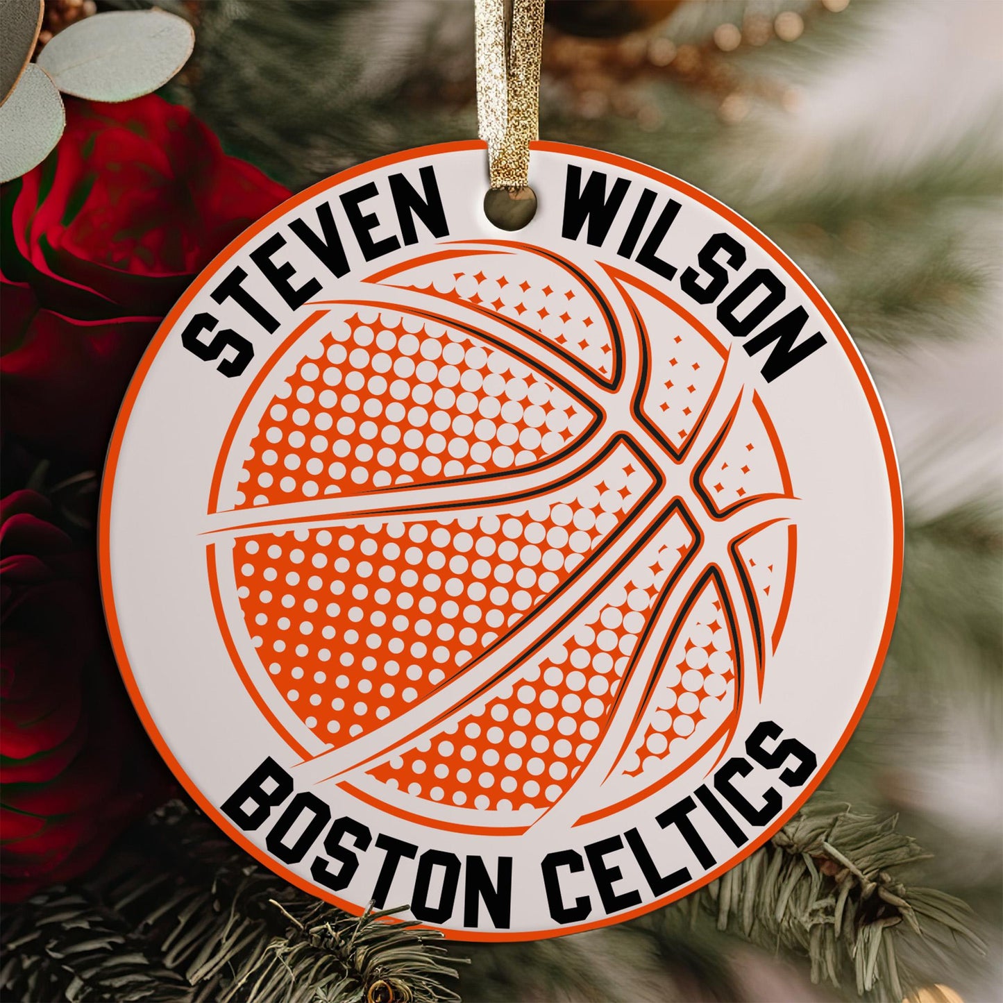 Custom Name Basketball Fan Ornament, Personalized Basketball Team Name Ornament, Customize Name Gift For Basketball Lover, Holiday Keepsake