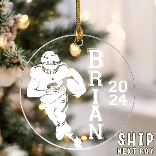 Custom Name American Football Player Ornament, Personalized Player Name Ornament, Christmas Gift For Boy, Player Name Keepsake, Holiday Gift