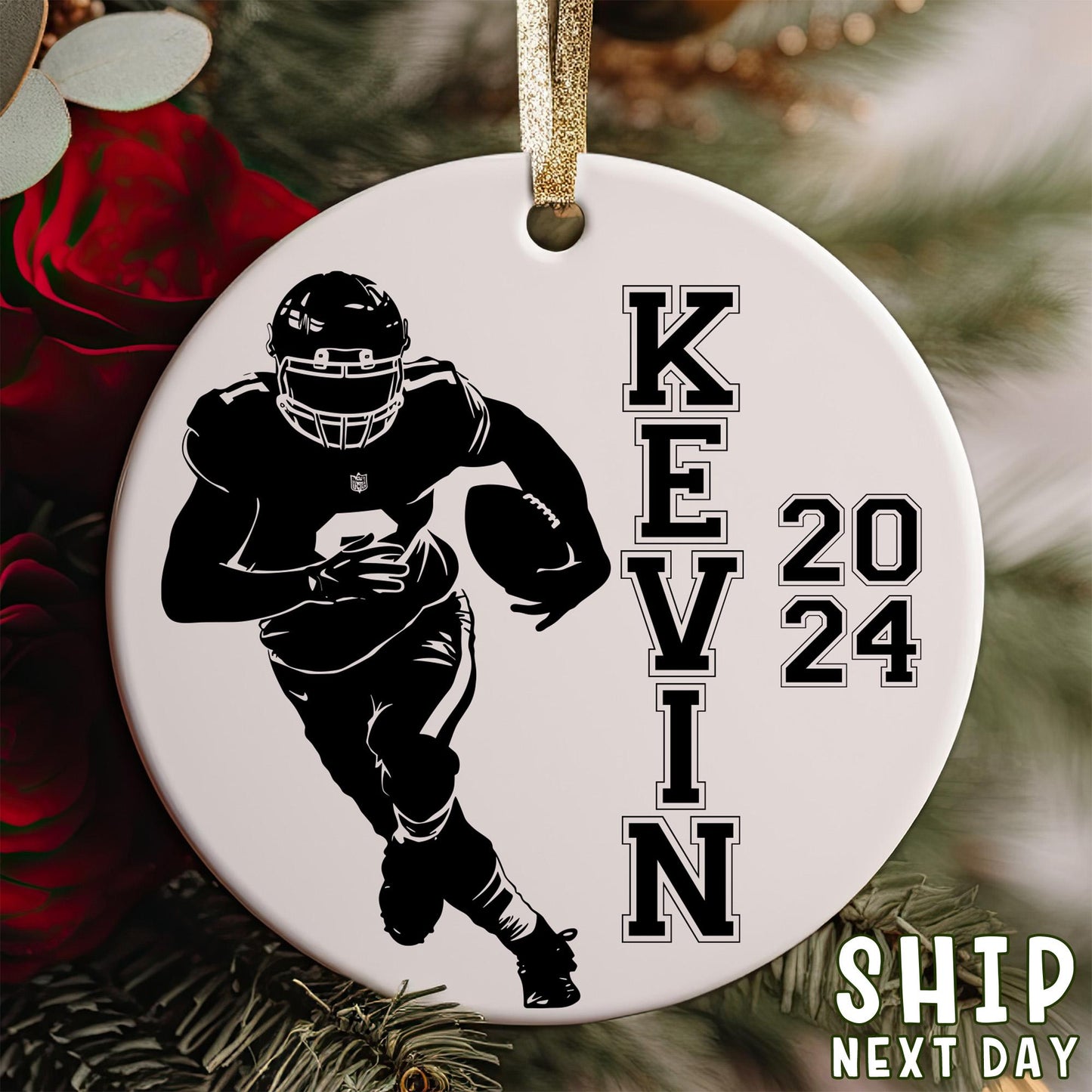 Custom Name American Football Player Ornament, Personalized Player Name Ornament, Christmas Gift For Boy, Player Name Keepsake, Holiday Gift