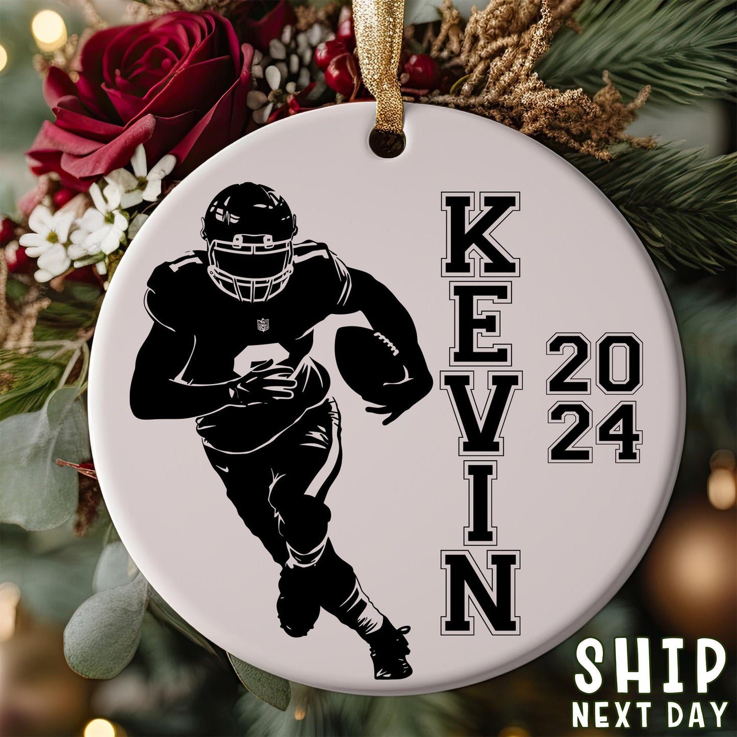 Custom Name American Football Player Ornament, Personalized Player Name Ornament, Christmas Gift For Boy, Player Name Keepsake, Holiday Gift